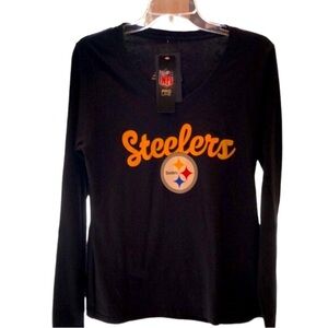 NWT Pittsburgh Steelers Ladies Long Sleeve Black Shirt Top NFL Fanatics small